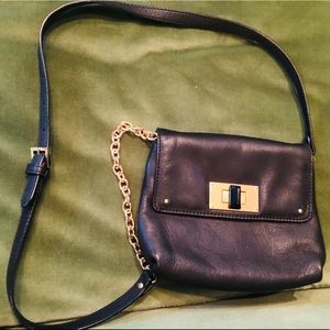 Club Monaco Black Leather Chain Crossbody Bag